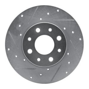 Fiat 500E Brake Rotor (1) - Rear Left - R1 Concepts - Drilled & Slotted - Silver - `13-`19